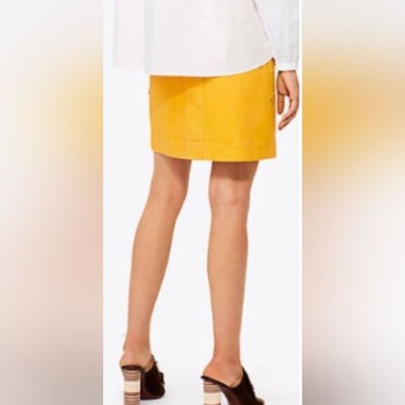Tory Burch Colette India Gold Yellow Denim Skirt, sz 10 - Picture 7 of 13